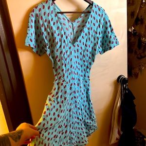 Zara lipstick loss flirty minidress light blue red M retro vintage 90s